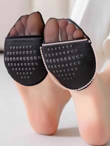 4 pares de almohadillas para la parte delantera del pie, calcetines de media punta, calcetines invisibles para sandalias de mujer, antideslizantes, de encaje delgado - Multicolor - Ver 5