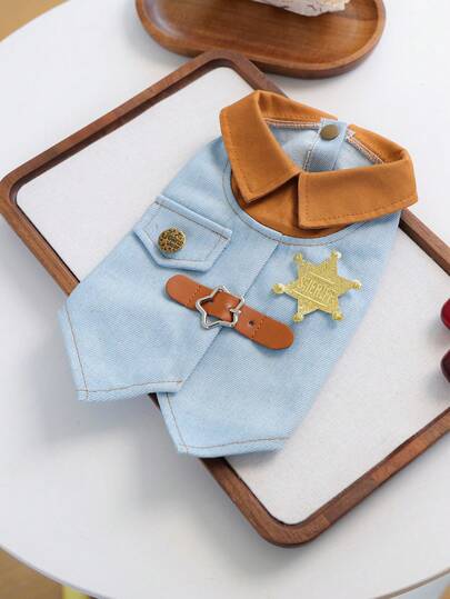 PETCIRCLE 1 bộ quần áo cho thú cưng, kiểu dáng Châu Âu & Mỹ, phù hợp cho chó nhỏ và chó con, áo khoác cảnh sát trưởng hình ngôi sao dễ thương và thoải mái.