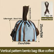 1 pieza Bolsa de almuerzo aislada de color contrastante vertical, caja bento portátil multifuncional con cordón de sellado, correa para el hombro desmontable para llevar en la mano o cruzada, reutilizable para la escuela, el trabajo, el camping, el picnic, sin contacto con los alimentos - Multicolor - Ver 9