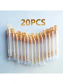 10/20/50/100pcs Creative Heart-Shaped Bubble Wands (Empty Bottles), Wedding/Birthday/Party Decor (Bubble Liquid Not Included) - Multicolor - View 5