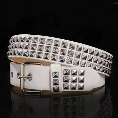 New Punk European And American Pyramid Cybery2k Subculture Gothic Square Rivet Leather Belt For Women