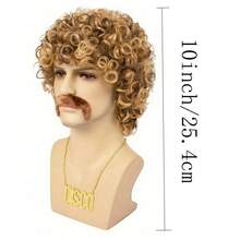 5pcs/Set Halloween Costume Wig - 70s 80s Disco Hippie Afro Wig, Wig, Glasses, Peace Necklace, Suitable For Halloween, Christmas Party, Cosplay, Daily Wear - Multicolor - View 2