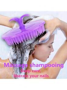 1支装发刷，头皮刷，去屑刷，淋浴头皮洗发刷，头皮按摩器，深层清洁洗发梳，男士手刷，胡须刷，宠物美容圆掌刷，洗发刷，头皮按摩器，清洁刷 - 彩色 - 查看 3