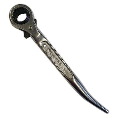 Fed Ratchet Scaffold Spanner 19/21mm - Bent Podger - Bi Hex - Chrome Vanadium