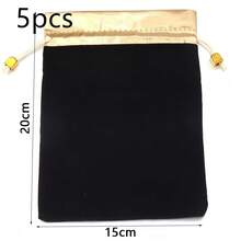 5/10pcs/Pack Gold-Edged Velvet Drawstring Bags, Multi-Size Velvet Jewelry Gift Cosmetic Packaging Bags, Fabric Gift Bags For Earphones, Jewelry, Storage And Gift Packaging - Gold-edged Drawstring Bag - View 16