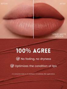 Pudaier 1pc Soft Velvet Matte Lipstick, Waterproof Long-Lasting, Suitable For All Skin Types - 07 - View 6