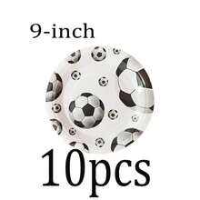 White Soccer Themed Disposable Tableware Set, Includes Paper Plates, Napkins, Cups, Suitable For Birthday Parties And Other Gatherings - Multicolor - View 12