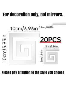 Bộ 20 miếng dán gương tự dính đa năng với kích thước 1,97/3,94 inch, tiện dụng cho trang trí nhà cửa, hoàn hảo cho phòng khách, phòng ngủ, mép tủ và cửa sổ. - Nhiều màu - Xem 2