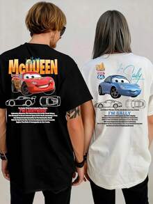 Disney UNIHLO Lightning McQueen   Print  Summer Casual Versatile Pure Cotton T-Shirt Suitable For Any Place - Nam - Xem 2