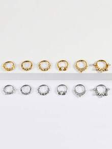 1PC Stainless Steel Skull Vine Septum Clicker Ring Heart Zirconia Nose Ear Tragus Cartilage Daith Helix Piercing Body Jewelry 16G - As Shown - View 9