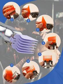 10pcs/Set Plastic Electric Clipper Limit Comb, Suitable For Barber Shop Hair Cutting, Gradient Hair Trimmer Ruler Positioning Comb For 8148/8504 - Multicolor - View 7