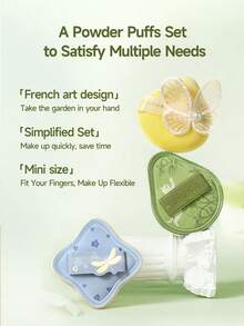 Amortals Artist & Garden 3Pcs Mini Finger Powder Puff Set – Cute French Floral Relief Design, Multi-Use For Concealer Highlight Contour, Compact Finger-Size For Precise Detail Makeup, Beginners & Pros, Viral Trending Mini Makeup Sponge Kit - Multicolor - View 4