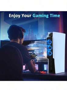 PS*5散热系统，带自动温控、双速风扇（3600-5000 RPM）、USB 3.0集线器和LED灯，PS*5光盘版/数字版必备配件 - 查看 2