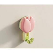 1 pieza Gancho con ventosa con diseño de flor de tulipán - Gancho adhesivo sin perforación para toallas, llaves, uso universal en paredes de cocina y baño - Ver 8