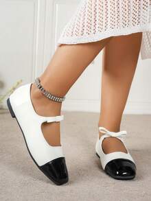 Women's Bow Tie Slip-On Shoes, Comfortable Dual-Tone Casual Shoes With Bow Tie, Spring/Summer - White - View 4