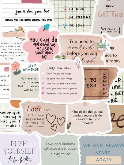 50PCS Motivational Phrase Graffiti Stickers Fashion Personalized Creative DIY Fine Decorative Stickers Scrapbook Laptop Luggage Guitar Phone Case Popular Decals Scrapbook Supplies Stationery Funny Stickers Kindle