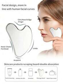 2pcs Heart & Triangle Shaped Gua Sha Tools, Fashion Face Massage & Sculpting Instrument For Face & Body, Promote Lymphatic Drainage, Jawline Shaping, Ideal Skincare Gift - A - View 5