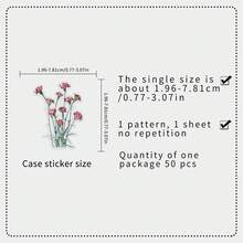 50张透明复古花卉美学贴纸，防水贴纸，适用于笔记本电脑、滑板、水瓶、笔记本等。剪贴簿用品文具趣味贴纸，Kindle适用。 - c - 查看 3