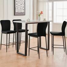 JYMTOM Bar Stool Designer Bar Chair Stool, Imitation Leather Chair, With Fashionable Stool With Metal Legs Counter Stool Backrest Footrest For Bistro Dining Room And Bar - 黑色 - 查看 1