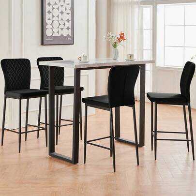 JYMTOM Barhocker Designer Barstuhl Hocker, Kunstleder Stuhl,mit modischer Hocker mit Metallbeine Tresenhocker Rückenlehne Fußstütze für Bistro Esszimmer und Bar