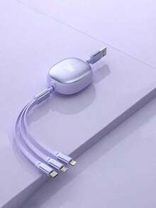 3-In-1 100W Fast Charging Charger Cable &Retractable One Tow Three Cable, Tpe Charging Data Line Compatible With Iphone And Compatible With Samsung Series, High Efficiency Charge Cable Nan - View 2