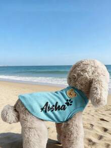 1pc Personalized Mesh Pet Vest, Custom Pet Clothing, Comfortable Breathable Cute Design, Suitable For Spring, Suitable For Small Dogs, Cats Chest Harness With Paw Print Pattern And Leash Ring, Lightweight Customizable Pet Apparel, Pet Supplies - Multicolor - View 2