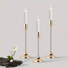 6pcs Single Candle Holder Metal Candle Holder, Tabletop Decor, Candlelight Dinner, Photo Props, Wedding Anniversary, Home Hotel Decor, Birthday Gift, Suitable For Dining Table Center Decor, Wedding, Catering, Party (Candles Not Included) - Multicolor - View 7
