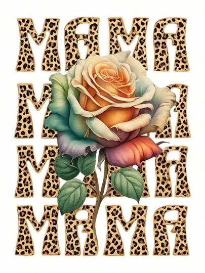 1pc/2pcs/3pcs Rose Leopard Print MAMA Heat Transfer Stickers, Suitable For DIY T-Shirts, Jeans, Pillows, Backpacks, Hats And Sofa Covers, Waterproof, Fade-Resistant, Durable Plastic Stickers, Fun Patterns, Fabric Decoration, Clothing Embellishment, Crafts Hobbyists
