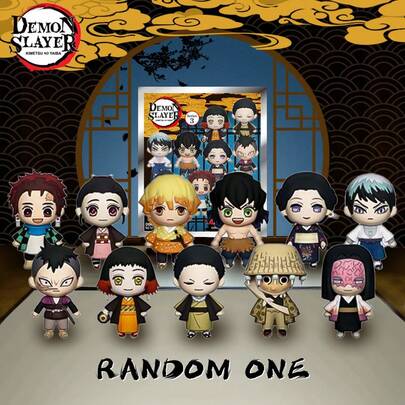  1Pc Aniplex Officially Licensed Cartoon Mystery Bag Collectible Surprise Pack 3D Figurine Bag Clip Tanjiro Nezuko Zenitsu Inosuke Collectible Anime Figure Keychain Backpack Decor