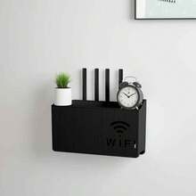 1pc WIFI Router Storage Box Wall Mount Holder - Black - View 4