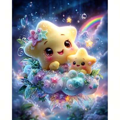 1 pieza [30*40cm/11.8*15.7in] Kit de pintura de diamantes acrílicos 5D, diseño de estrella linda, adecuado para principiantes adultos de arte de mosaico de diamantes DIY, pintura de diamantes DIY de perforación completa, adecuado para decoración de pared de sala de estar, dormitorio, oficina, regalo sorpresa para familiares y amigos, sin marco