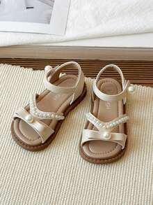 2026 Summer New Girls Pearl Princess Sandals, Fashion Open Toe Beach Shoes For Kids - Beige - View 5