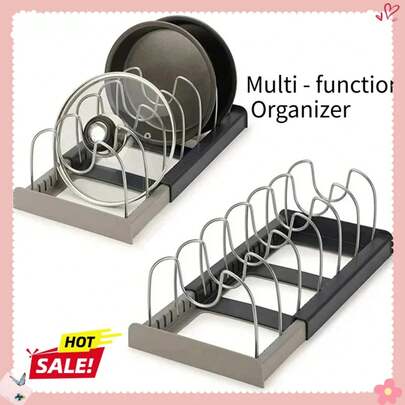 Pot Lid Storage Rack, Suitable For Cabinet Drawers, A Kitchen Organizing Tool Suitable For Storing Cookware.