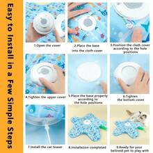 Đồ chơi tương tác hình sao biển cho mèo, bàn xoay tự động, lông vũ, thảm chơi sạc USB cho thú cưng, người bạn đồng hành khi ở một mình. - Màu xanh lam - Xem 7