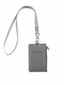 Leather Zipper ID Card Holder Multi-Card Position Badge Card Set With Lanyard Employee ID Card Holder - Multicolor - View 7