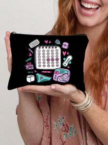 "Period Essentials"Storage Bag,Sanitary Pad Pattern Makeup Pouch, Travel Toiletry Bag, Multi-Purpose Organizer, DIY Categorized Storage, Women's Menstrual Care Gift, Single-Sided Print Design, Ideal For Pa, Travel - Black - View 11