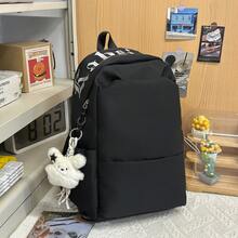 Ba lô thêu chữ tối giản, túi đeo vai nhẹ dành cho nữ sinh trung học. - A - Xem 16