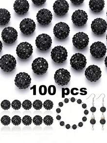 50/100/200颗 10毫米闪亮迪斯科球珠 - 闪亮黄色塑料珠，反光表面，适用于珠宝制作、DIY工艺品、项链和耳环配件、珠宝制作珠子、耳环组件、手工珠子 - 彩色 - 查看 18