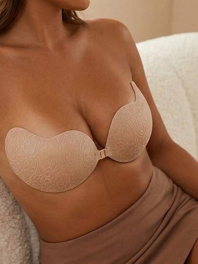 2/1 Pair Strapless Invisible Self-Adhesive Silicone Nipple Covers: Sexy Pattern, Suitable For Spaghetti Strap Dresses And Wedding Gowns. Can Lift And Shape Small Breasts, Create Fuller Bust. Invisible Mango Cup Bra Pasties