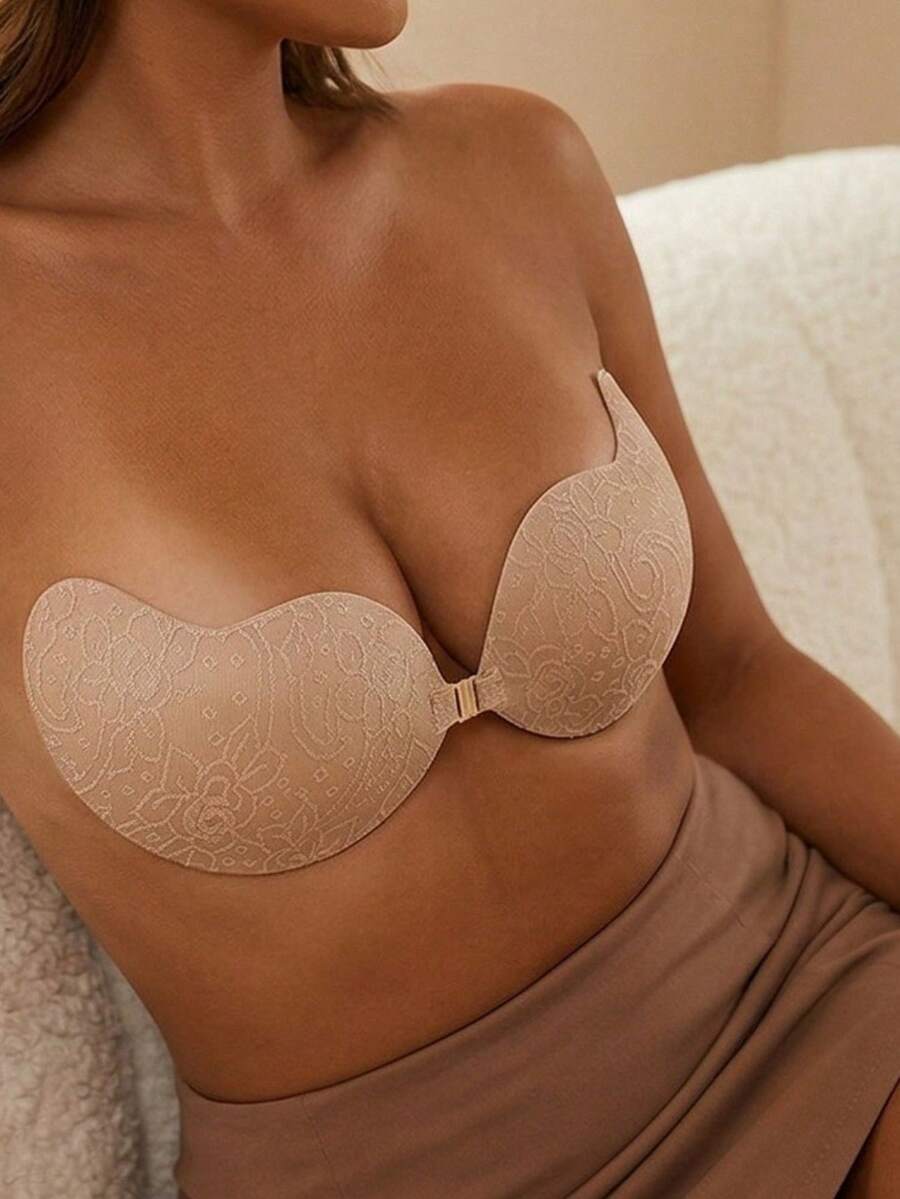 2/1 par de cubrepezones de silicona autoadhesivos sin tirantes: Diseño sexy, adecuado para vestidos de tirantes finos y vestidos de novia. Puede levantar y dar forma a pechos pequeños, crear un busto talla grande lleno. Parches invisibles para sujetador tipo mango - Multicolor - Ver 1