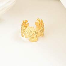 1pc Niche Fashion Floral Open Ring, Suitable For Women's Daily Wear - Gold - View 6