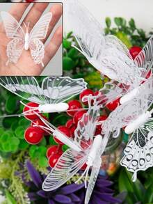 【3D】装饰套装，15支白色3D仿真蝴蝶花，适用于花瓶、户外露台和婚礼庆典（蝴蝶高度：3.15英尺，花茎可伸长至9.84英尺） - 蝴蝶 - 查看 7