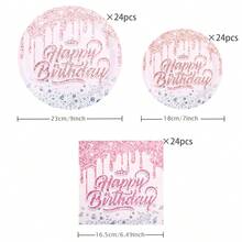 Rose Gold & Pink Birthday Crown Disposable Tableware Set, Including 7/9 Inch Paper Plates, Paper Cups, Paper Napkins, Suitable For Birthday Party, Holiday Party, Picnic, Celebration, Wedding Tea Party, Graduation Ceremony Disposable Party Supplies - Rose Gold Powder - View 15