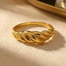 S925 Sterling Silver 18K Gold Plated Geometric Twisted Ring, Minimalist Style For Daily Wear - Twist Ring - View 14