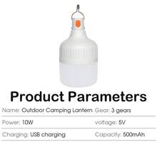 1個USB充電式LED燈泡便攜燈，3段白光/暖光，多種照明模式，適用於居家使用、戶外活動、停電緊急照明、夜市照明、露營燈 - 彩色 - 查看 3