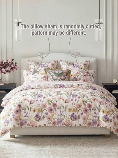 2件/3件套水彩花卉数码印花被套套装（1个被套+2个枕套，不含被芯），适合房间装饰和日常使用，采用聚酯纤维制成，柔软亲肤，适用于主卧、客房、次卧，四季皆宜，时尚印花，套装组合，卧室升级，家居翻新，设计感十足。