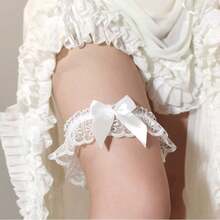 女士性感蕾丝吊袜带适用于内衣、新娘、女仆、派对、表演、角色扮演情人节 - 白色 - 查看 3