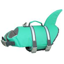 Metglad 宠物救生衣泳衣，带反光条 - 可调节高能见度背心，高浮力防撕裂狗狗泳衣，适合小型、中型和大型犬 - 青碧色 - 查看 19