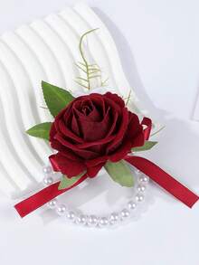 Bộ hoa cài áo và hoa cài ve áo cưới, vòng tay hoa giả, vòng tay hoa cài áo dự tiệc, hoa cài ve áo cho nam, phụ kiện hoa cưới, trang trí vest dự tiệc. - Nhiều màu - Xem 11