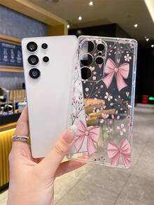 1pc Butterfly & Flower Print Pattern Android Phone Case, Precise Camera Cutout Compatible With Samsung Galaxy S25 Ultra/Galaxy S24 Ultra/S24/S23 Ultra/A56 5G/A55 5G/A52s 5G/A26 5G, Nothing, Pixel, Protective Cover - Clear - View 4